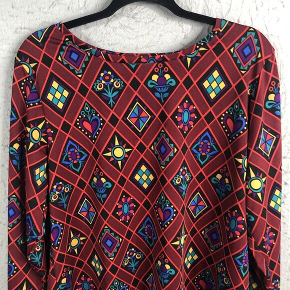 Bob Mackie Top Womens L Colorful Art To Wear Slinky Travel Knit Mod Groovy - Picture 2 of 16